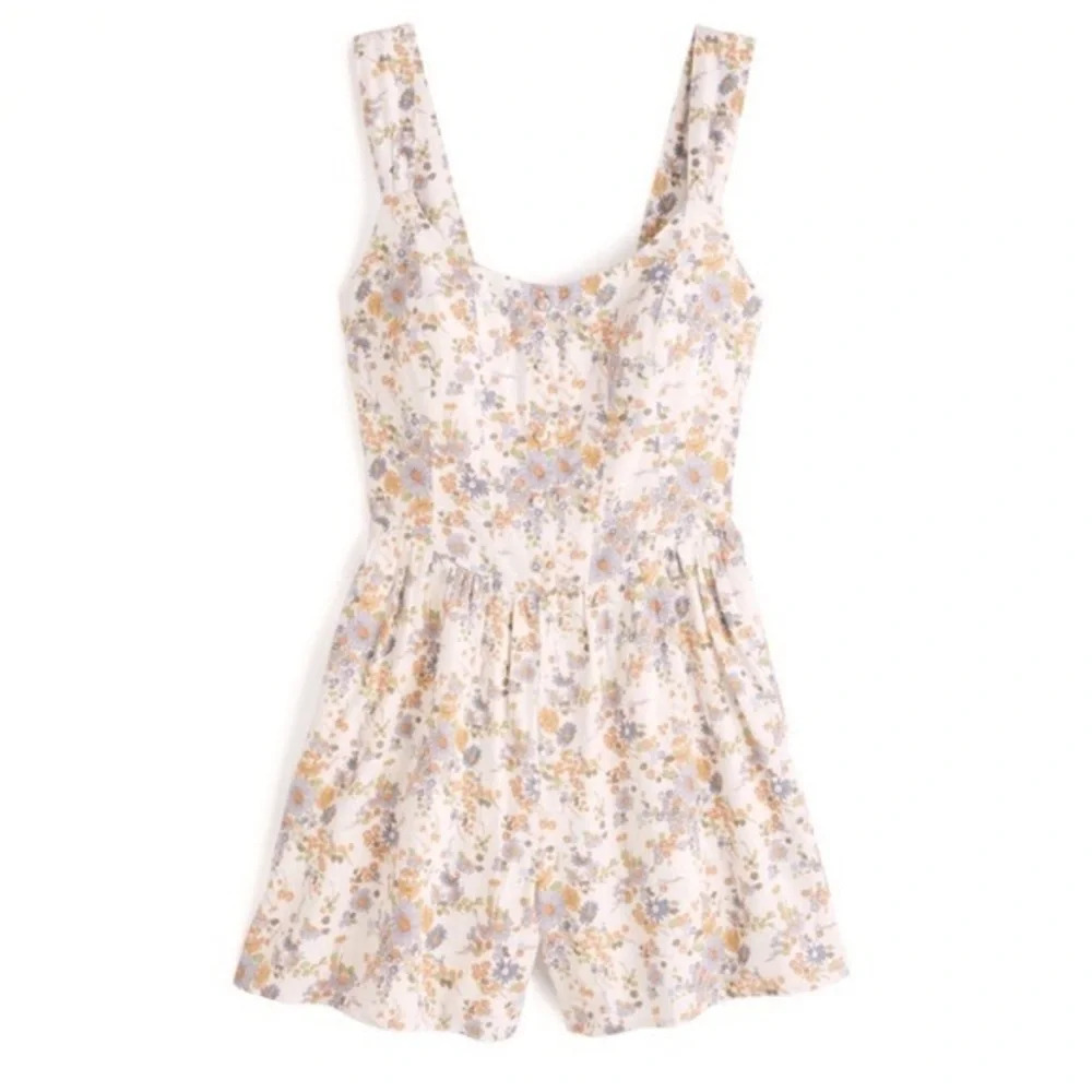 NWT Abercrombie & Fitch Flirty Corset Romper floral fitted Women XSP